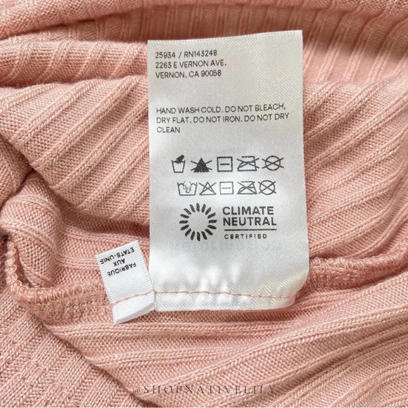 Reformation Women's Bardot Ribbed Knit Square Neck Top Sz Medium, Blush Pink - Picture 11 of 15